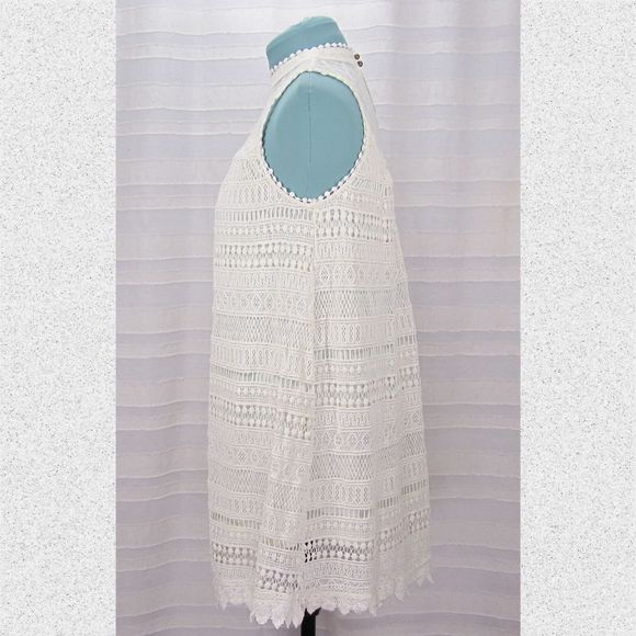 *FINAL PRICE* Altar'd State White Crochet Lace Sleeveless Swing Dress - M - Picture 5 of 7